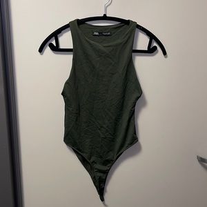 Dark Green Sleeveless Bodysuit